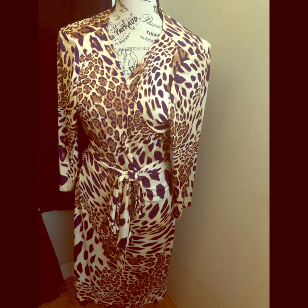 Tahari Arthur Levine animal print wrap dress